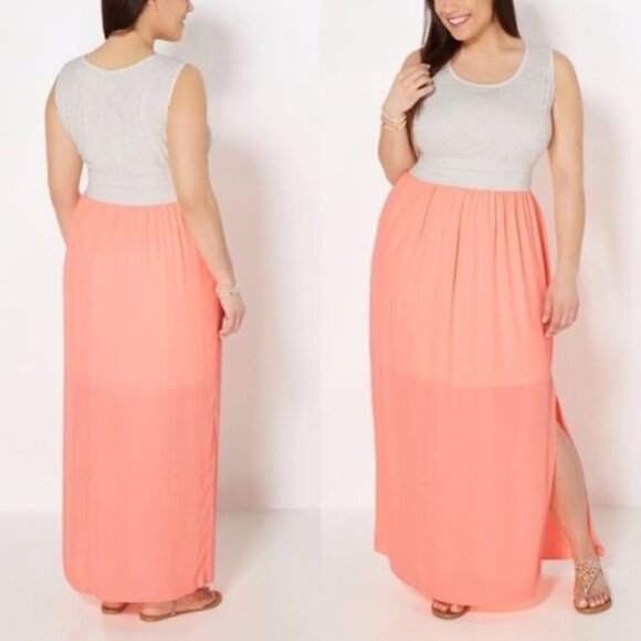 Rue21 Dresses & Skirts - NWT Rue21 Smocked Maxi Dress Neon Chiffon Skirt Crochet Plus Size 1X